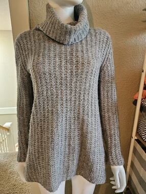Trouve Cozy Grey Turtleneck Knit Sweater In Gray Size XS